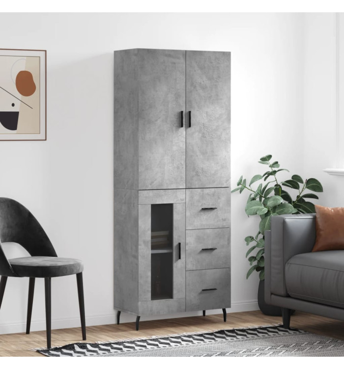 Buffet haut Gris béton 69,5x34x180 cm Bois d'ingénierie | Mobilier & Déco