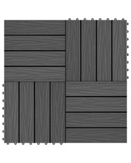 Carreau de terrasse en relief 11 pcs WPC 30x30 cm 1 m² Noir | Mobilier & Déco