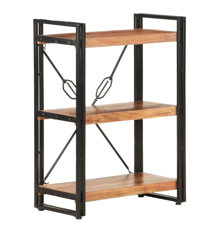 Bibliothèque à 3 niveaux 60x30x80 cm Bois d'acacia massif | Mobilier & Déco