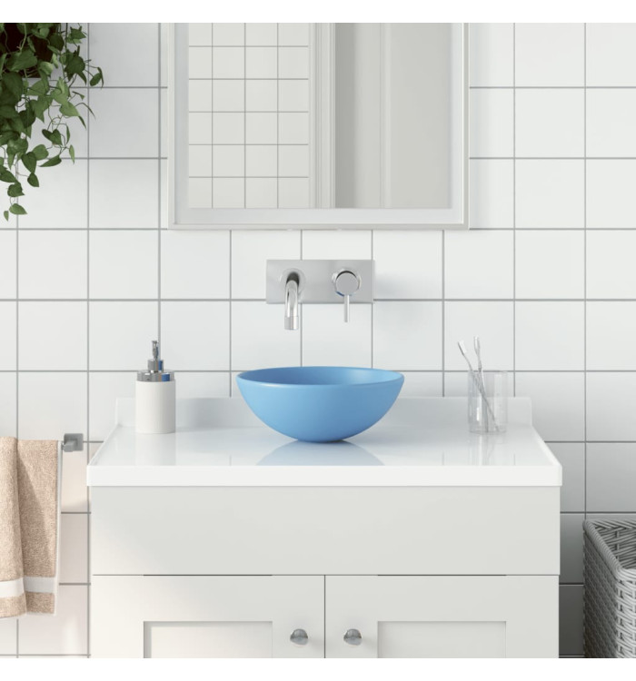 Lavabo de salle de bain Céramique Bleu clair Rond | Mobilier & Déco