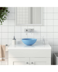 Lavabo de salle de bain Céramique Bleu clair Rond | Mobilier & Déco