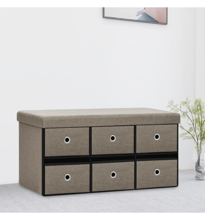 Banc de rangement pliable Taupe 76x38x38 cm Faux lin | Mobilier & Déco