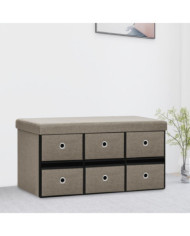 Banc de rangement pliable Taupe 76x38x38 cm Faux lin | Mobilier & Déco
