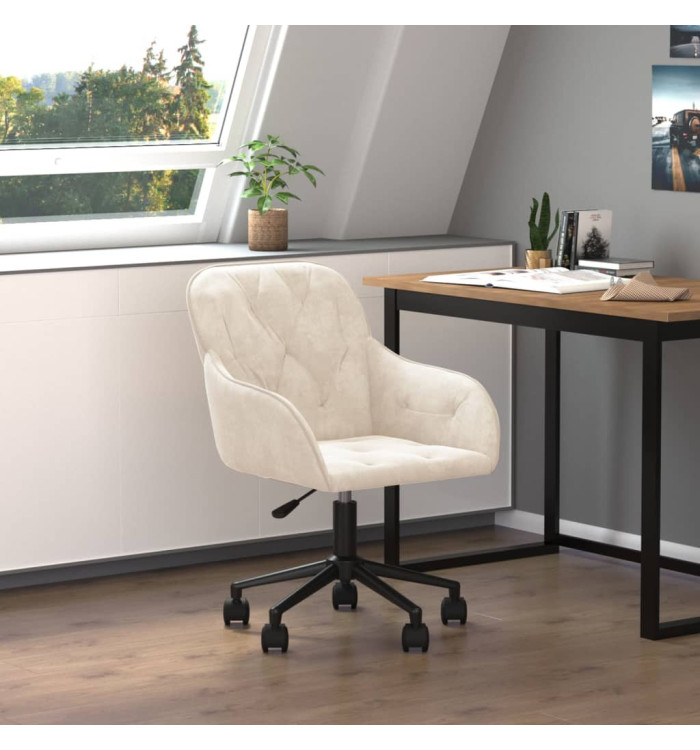 Chaise pivotante de bureau Crème Velours | Mobilier & Déco