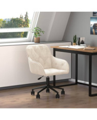 Chaise pivotante de bureau Crème Velours | Mobilier & Déco