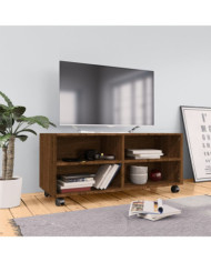Meuble TV sur roulettes Chêne marron 90x35x35cm Bois ingénierie | Mobilier & Déco