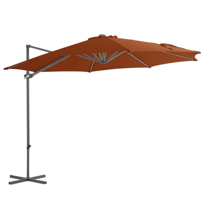 Parasol de jardin en porte-à-faux avec mât en acier terre cuite | Mobilier & Déco