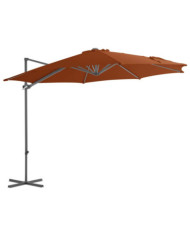 Parasol de jardin en porte-à-faux avec mât en acier terre cuite | Mobilier & Déco
