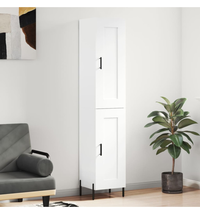 Buffet haut Blanc 34,5x34x180 cm Bois d'ingénierie | Mobilier & Déco