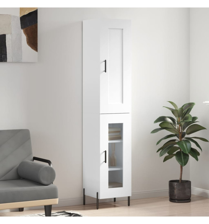 Buffet haut Blanc 34,5x34x180 cm Bois d'ingénierie | Mobilier & Déco