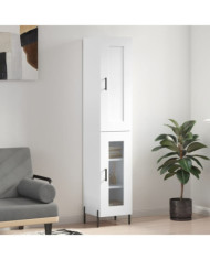 Buffet haut Blanc 34,5x34x180 cm Bois d'ingénierie | Mobilier & Déco