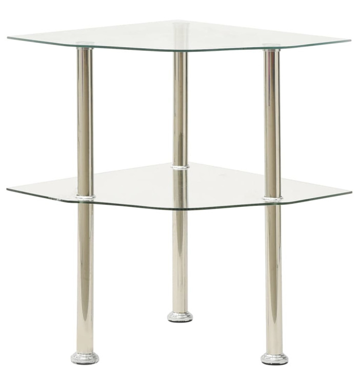 Table d'appoint 2 niveaux Transparent 38x38x50 cm Verre trempé | Mobilier & Déco