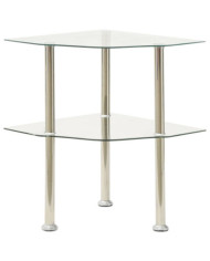 Table d'appoint 2 niveaux Transparent 38x38x50 cm Verre trempé | Mobilier & Déco