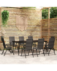 Ensemble à manger de jardin 9 pcs Noir | Mobilier & Déco