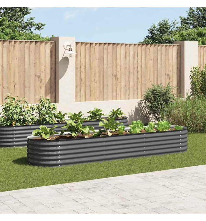 Lit surélevé de jardin 320x80x44 cm Acier galvanisé Gris | Mobilier & Déco