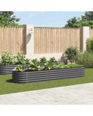 Lit surélevé de jardin 320x80x44 cm Acier galvanisé Gris | Mobilier & Déco