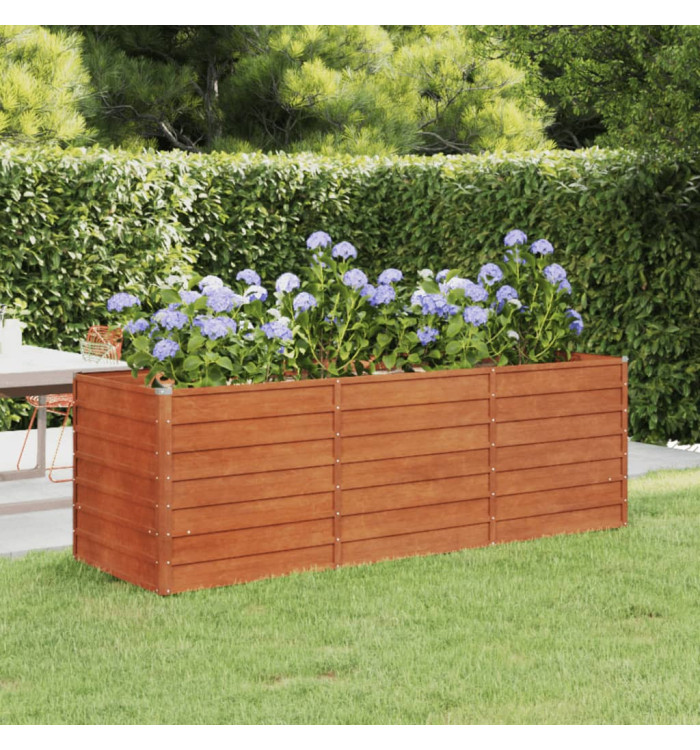 Lit surélevé de jardin rouillé 240x80x77 cm acier corten | Mobilier & Déco