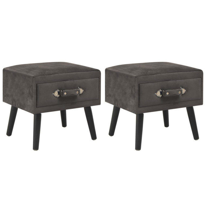Tables de chevet 2 pcs Gris 40x35x40 cm Velours | Mobilier & Déco