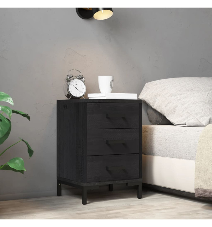 Table de chevet Noir 40x30x55 cm Bois de pin massif | Mobilier & Déco