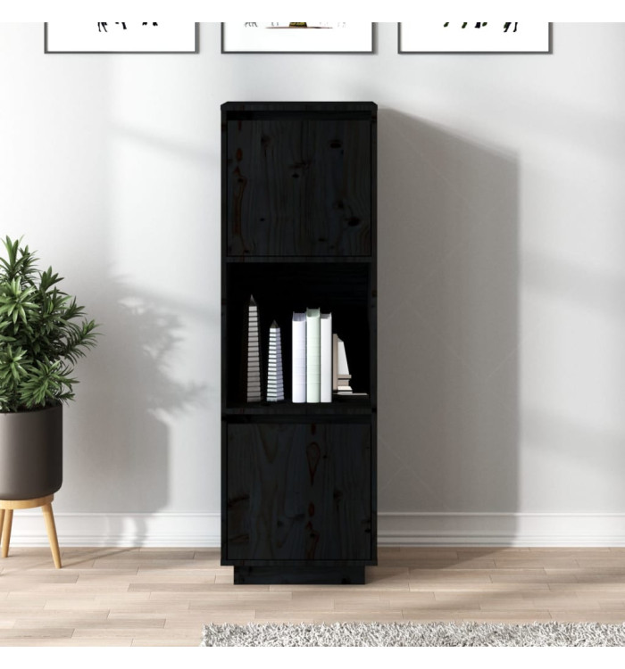 Buffet haut Noir 38x35x117 cm Bois massif de pin | Mobilier & Déco