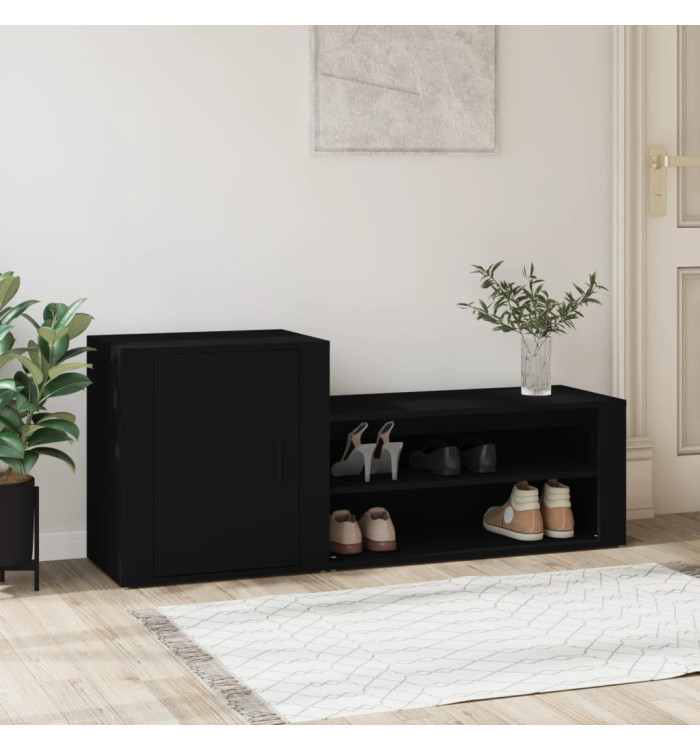 Armoire à chaussures Noir 130x35x54 cm Bois d'ingénierie | Mobilier & Déco