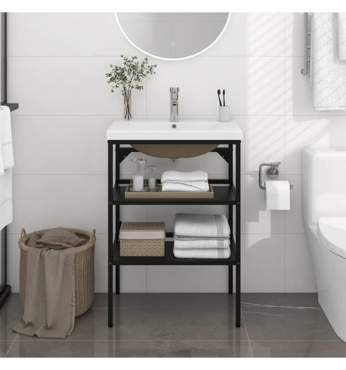 Cadre de lavabo de salle de bain vasque à encastrer Noir Fer | Mobilier & Déco