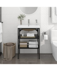 Cadre de lavabo de salle de bain vasque à encastrer Noir Fer | Mobilier & Déco