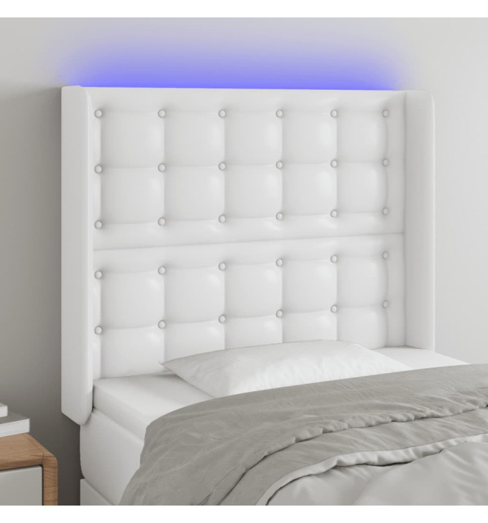 Tête de lit à LED Blanc 83x16x118/128 cm Similicuir | Mobilier & Déco