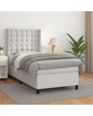 Sommier à lattes de lit avec matelas Blanc 80x200 cm Similicuir | Mobilier & Déco