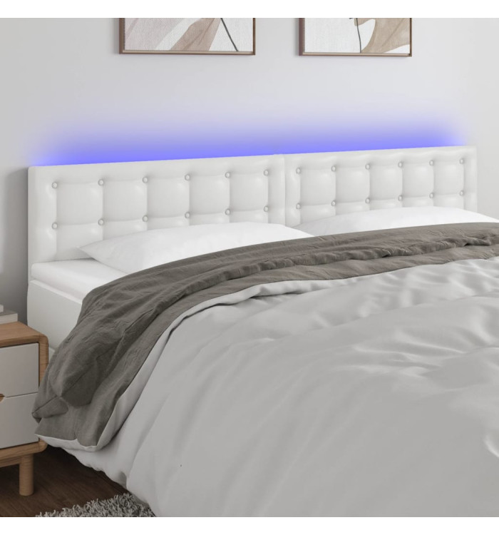 Tête de lit à LED Blanc 160x5x78/88 cm Similicuir | Mobilier & Déco