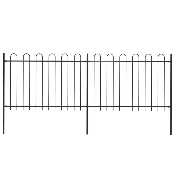 Clôture de jardin avec dessus en cerceau Acier 3,4 x 1,2 m Noir | Mobilier & Déco