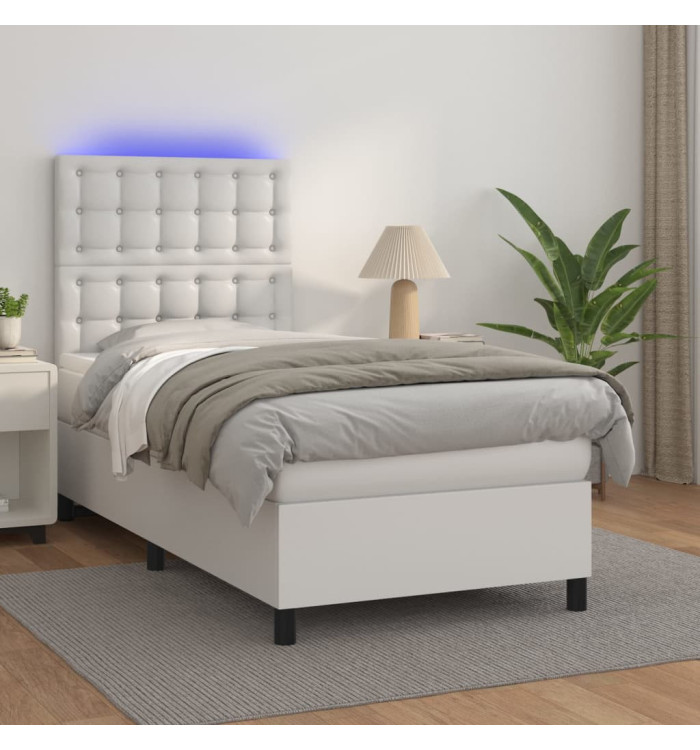 Sommier à lattes de lit avec matelas et LED Blanc 80x200 cm | Mobilier & Déco