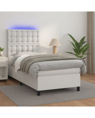 Sommier à lattes de lit avec matelas et LED Blanc 80x200 cm | Mobilier & Déco