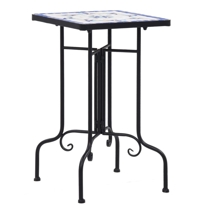 Table de bistro mosaïque bleu et blanc Céramique | Mobilier & Déco