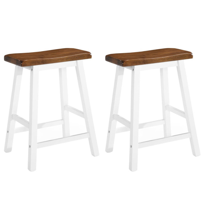 Tabourets de bar lot de 2 bois massif | Mobilier & Déco