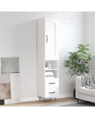 Buffet haut Blanc 34,5x34x180 cm Bois d'ingénierie | Mobilier & Déco