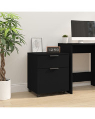 Classeur mobile avec roues noir 45x38x54 cm bois d'ingénierie | Mobilier & Déco