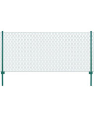 Clôture en grillage métallique avec poteaux Acier 25x0,5 m Vert | Mobilier & Déco