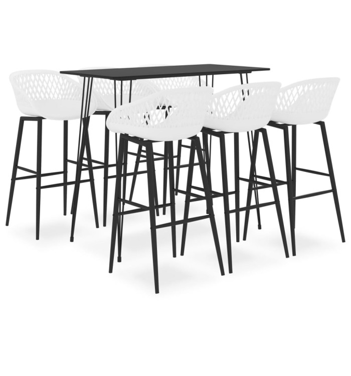 Ensemble de bar 7 pcs Noir et blanc | Mobilier & Déco