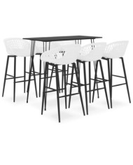 Ensemble de bar 7 pcs Noir et blanc | Mobilier & Déco