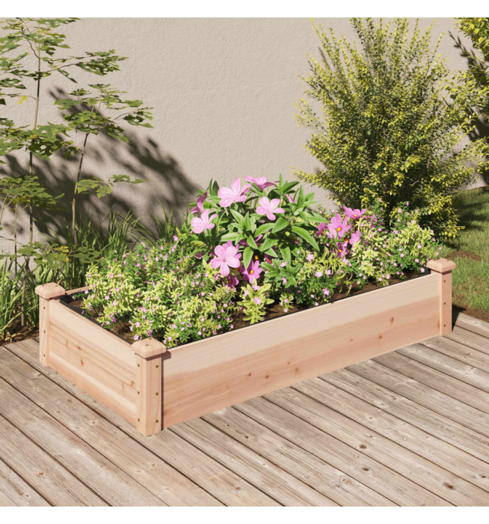 Lit surélevé de jardin doublure 120x60x25 cm bois massif sapin | Mobilier & Déco