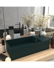 Lavabo de salle de bain avec trop-plein Céramique Vert foncé | Mobilier & Déco