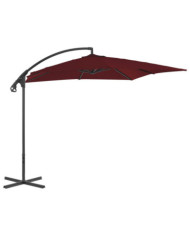 Parasol de jardin en porte-à-faux mât en acier rouge bordeaux | Mobilier & Déco