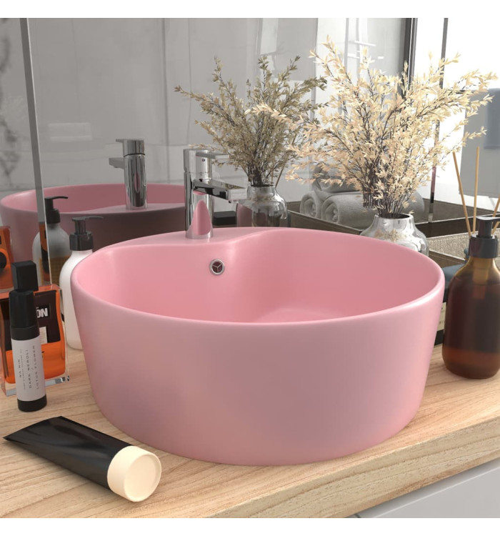 Lavabo de luxe avec trop-plein Rose mat 36x13 cm Céramique | Mobilier & Déco