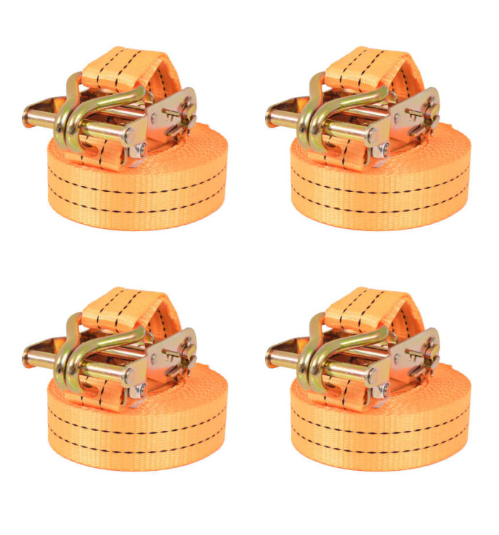 Sangle d’arrimage à cliquet 4 pcs 1 tonne 6 m x 38 mm Orange | Mobilier & Déco