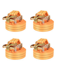 Sangle d’arrimage à cliquet 4 pcs 1 tonne 6 m x 38 mm Orange | Mobilier & Déco
