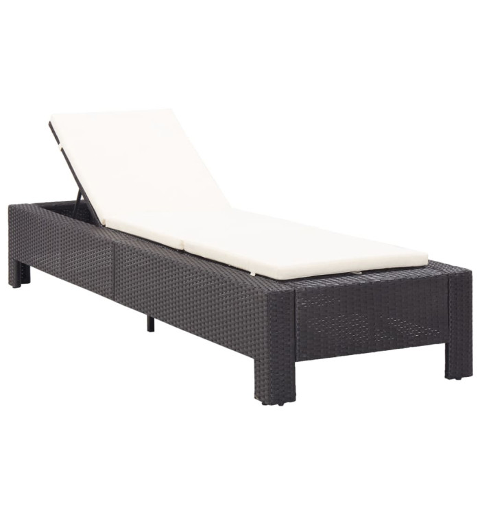 Transat avec coussin Noir Résine tressée | Mobilier & Déco