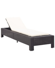 Transat avec coussin Noir Résine tressée | Mobilier & Déco