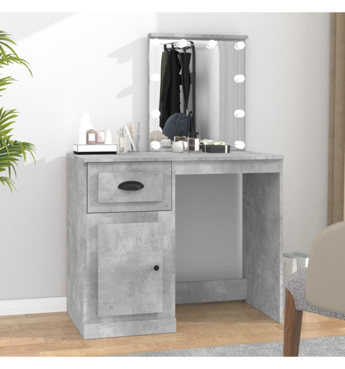 Coiffeuse avec LED gris béton 90x50x132,5 cm bois d'ingénierie | Mobilier & Déco