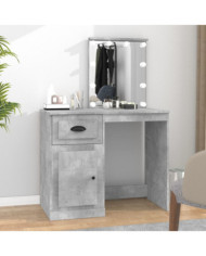 Coiffeuse avec LED gris béton 90x50x132,5 cm bois d'ingénierie | Mobilier & Déco